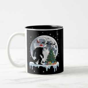 Weihnachten Bigfoot Santa Baum Schlitten Mond Rent Zweifarbige Tasse