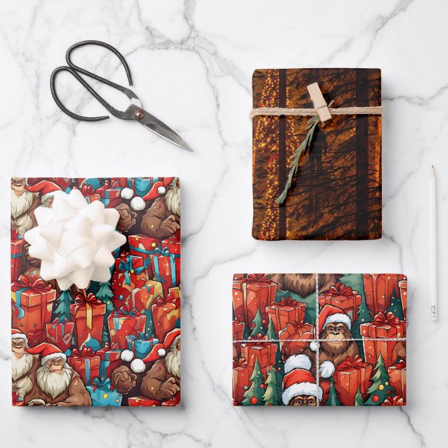 Weihnachten Bigfoot Sasquatch Weihnachten Geschenkpapier Set (Vorderseite)