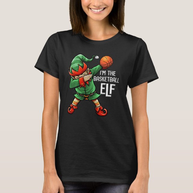 Weihnachten bin ich die Basketball Elf Familie Mat T-Shirt (Vorderseite)