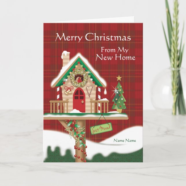 Weihnachten, bin ich, niedlicher Birdhouse Karte (Vorderseite)