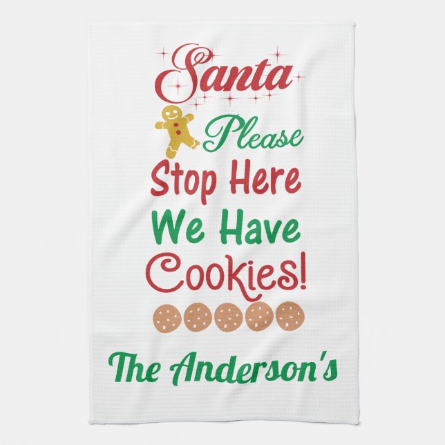 Weihnachten Bitte halten Sie hier auf. Wir haben K Geschirrtuch (Vertikal)