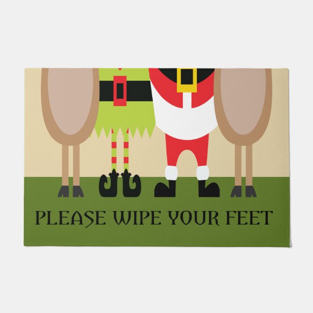 Weihnachten Bitte wischen Sie Ihre Feet-Türmatte. Fußmatte (Vorderseite)