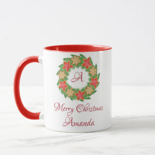 Weihnachten: Blätter und Sternenkekse Tasse