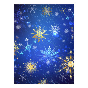 Weihnachten Blau Hintergrund mit goldenen Schneefl Fotodruck