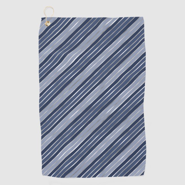 Weihnachten - Blau und Silberstreifen Golfhandtuch (Vorderseite)