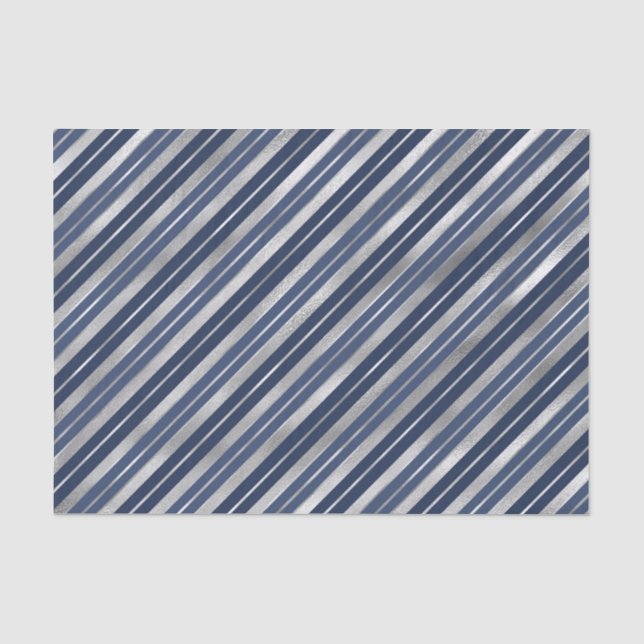 Weihnachten - Blau und Silberstreifen Seidenpapier (Vorderseite)