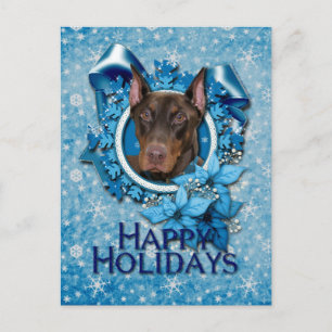 Weihnachten - blaue Schneeflocke - Dobermann -
