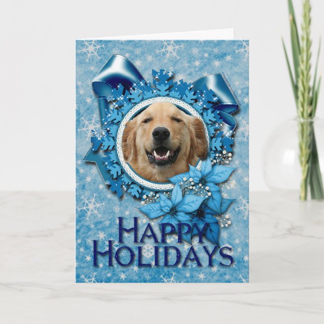 Weihnachten - blaue Schneeflocke - golden (Vorderseite)