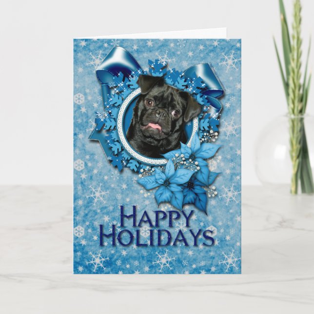 Weihnachten - Blaue Schneeflocke - Mops - Ruffe (Vorderseite)