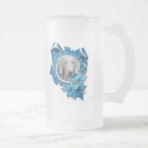 Weihnachten - blaue Schneeflocke - Weimeraner - Mattglas Bierglas
