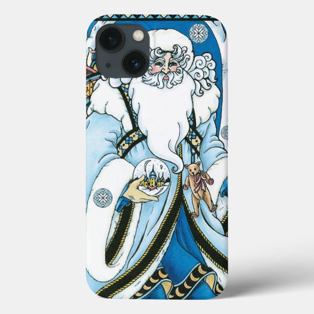 Weihnachten, Blauer Weihnachtsmann mit Snowglobe Case-Mate iPhone Hülle (Rückseite)
