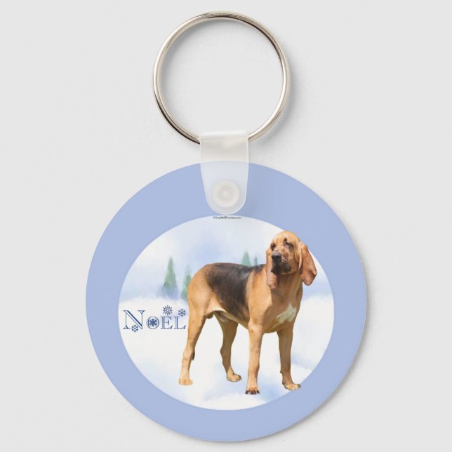 Weihnachten Bloodhound Schlüsselanhänger (Vorderseite)