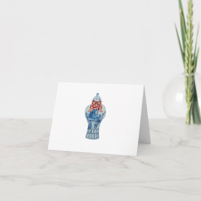 Weihnachten Blue White Ginger Jar Vielen Dank Anme Dankeskarte (Vorderseite)