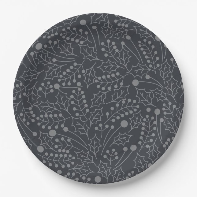 Weihnachten Blühe Weihnachten Art Holly Leaf Print Pappteller (Vorderseite)