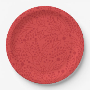 Weihnachten Blühe Weihnachten Art Holly Leaf Print Pappteller