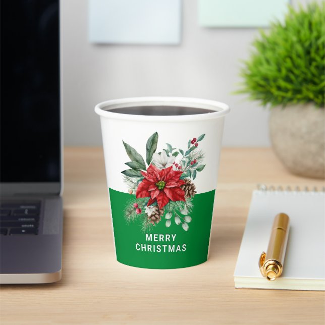 Weihnachten Blume Bouquet Frohe Weihnachten Text 2 Pappbecher (InSitu)