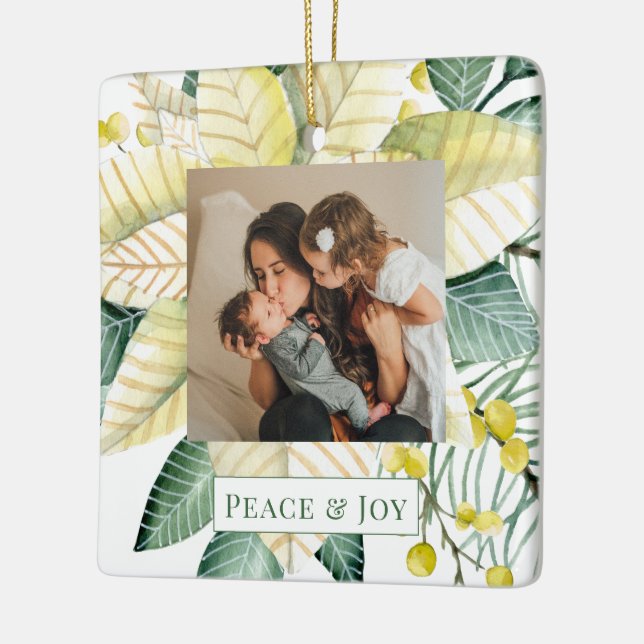 Weihnachten Blume Foto für Frieden und Freude Keramikornament (Links)