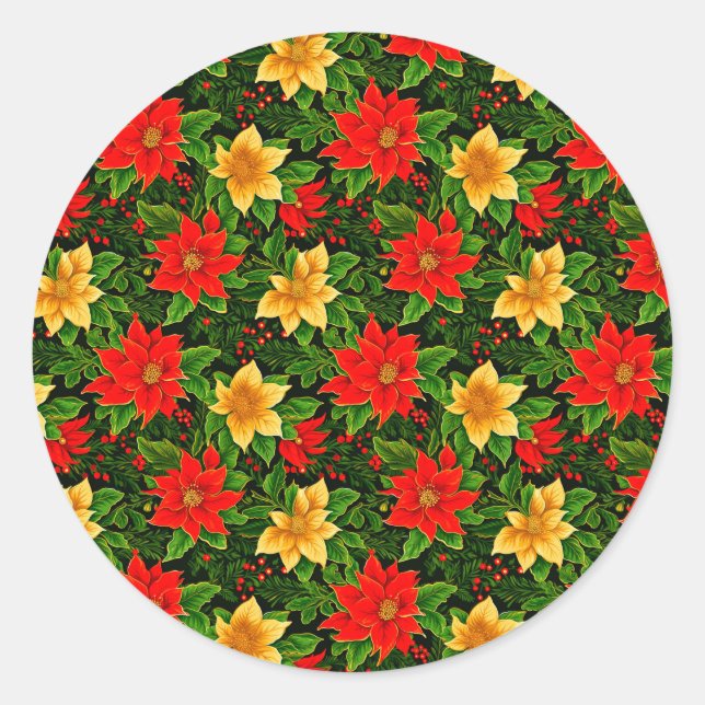 Weihnachten Blume Nahtloses Muster-69956 Runder Aufkleber (Vorderseite)