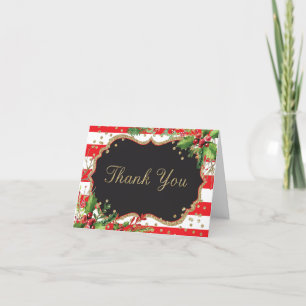 Weihnachten Blume Red Black Gold Glitzer Confetti Dankeskarte