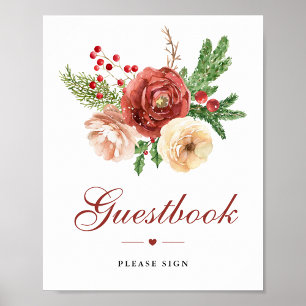 Weihnachten Blumenblättern Hochzeitsbuch Poster