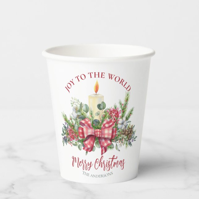 Weihnachten Blumenfreude am Kerzenbogen Pappbecher (Vorderseite)