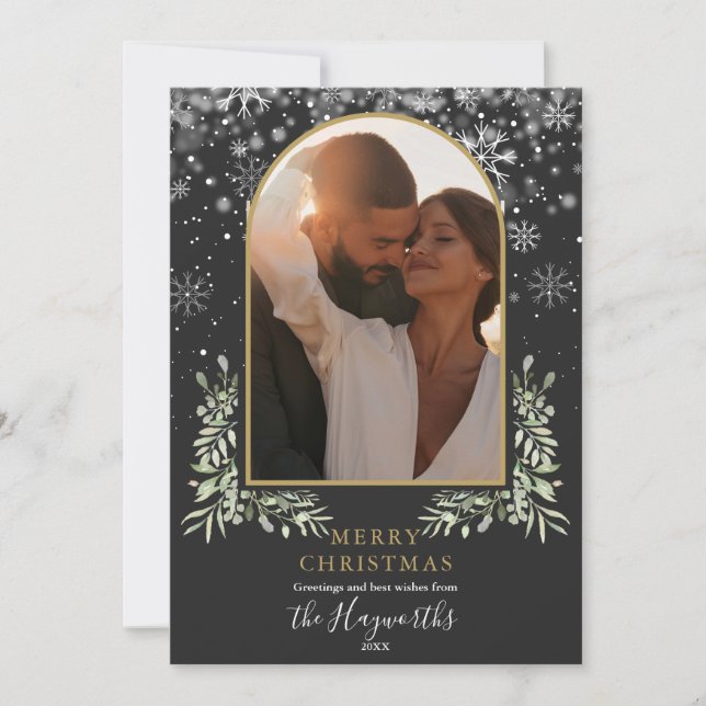 Weihnachten Blumengrün Gold Arch Foto (Vorderseite)