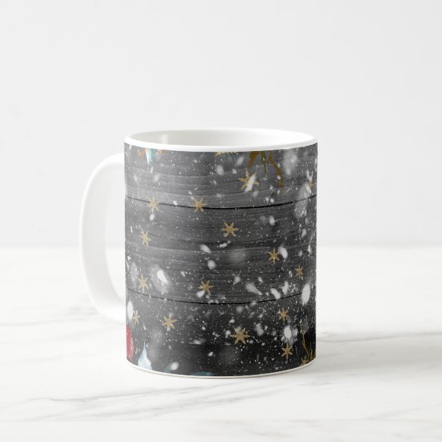 Weihnachten Blumenholzplanke Kaffeetasse (Vorderseite Links)