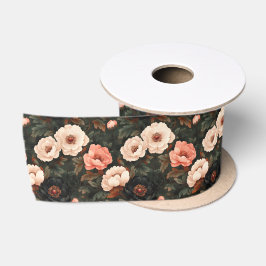 Weihnachten Blumenpeony Pink & Dark Green Satinband