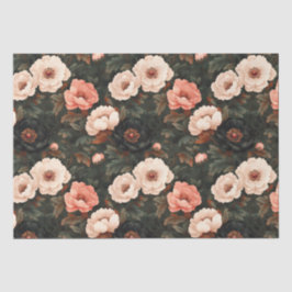 Weihnachten Blumenpeony Pink & Dark Green Seidenpapier