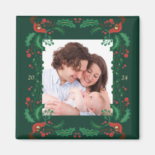 Weihnachten Blumenrahmen Magnet