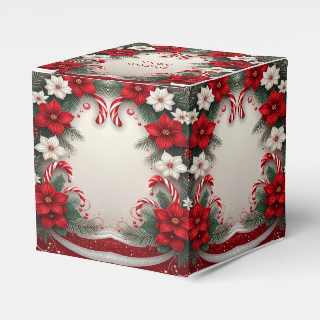Weihnachten Blumenstrauß Canes Holiday Favor Box Geschenkschachtel (Vorderseite)