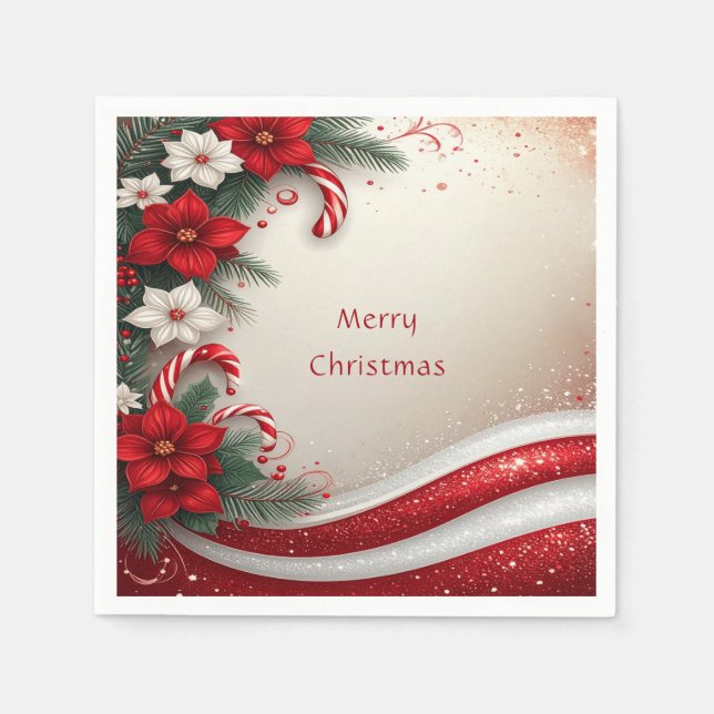 Weihnachten Blumenstrauß Canes Holiday Napkin Serviette (Vorderseite)