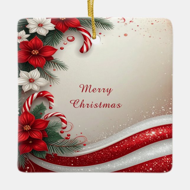 Weihnachten Blumenstrauß Canes Holiday Ornament (Vorderseite)