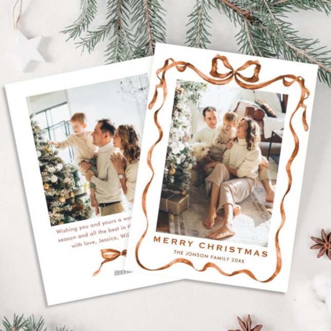 Weihnachten Boho Beige Bow Ribbon 2 Foto (Von Creator hochgeladen)