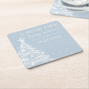 Weihnachten Boho Blau Junge Baby Shower Rechteckiger Pappuntersetzer