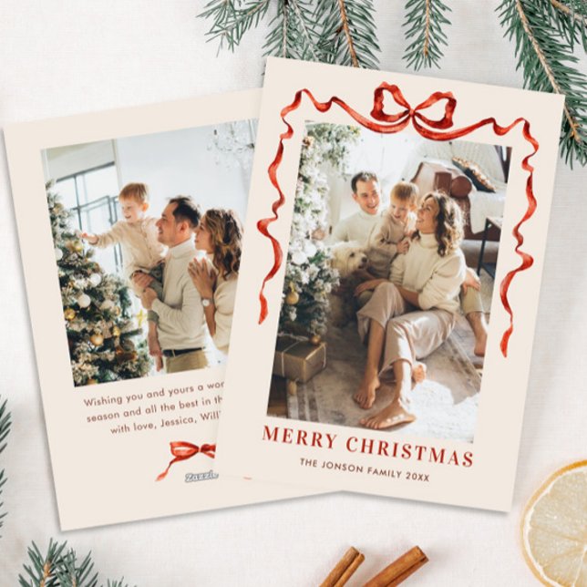 Weihnachten Boho Red Bow Ribbon 2 Foto (Von Creator hochgeladen)