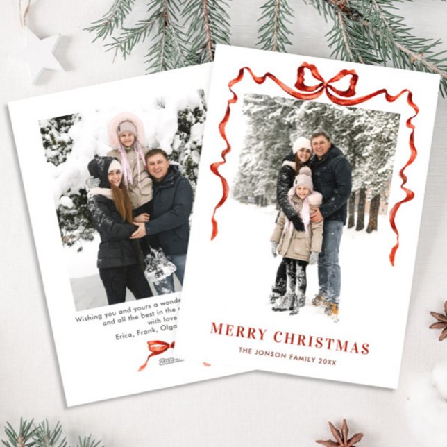 Weihnachten Boho Red Bow Ribbon 2 Foto (Von Creator hochgeladen)