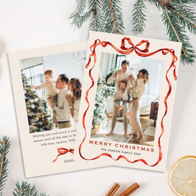 Weihnachten Boho Red Bow Ribbon 2 Foto (Von Creator hochgeladen)