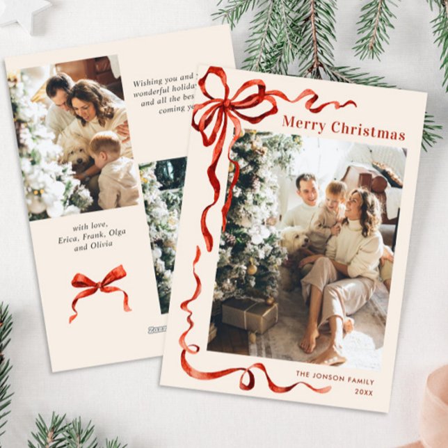 Weihnachten Boho Red Bow Ribbon 3 Foto (Von Creator hochgeladen)