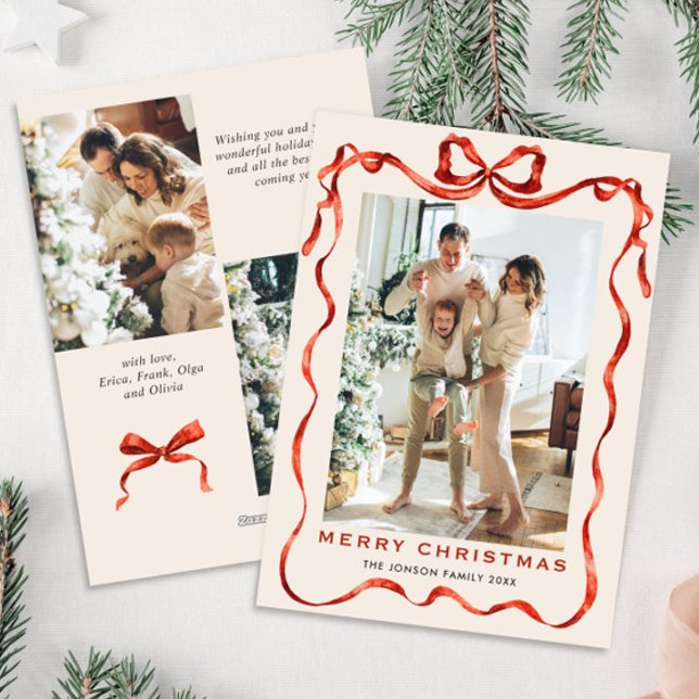 Weihnachten Boho Red Bow Ribbon 3 Foto (Von Creator hochgeladen)