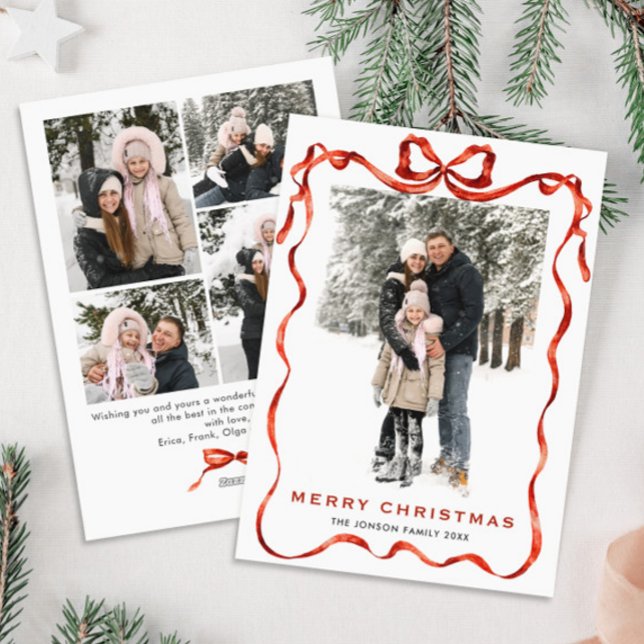 Weihnachten Boho Red Bow Ribbon 5 Foto (Von Creator hochgeladen)