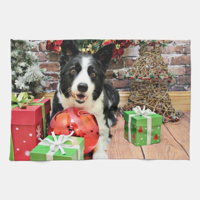 Weihnachten - Border-Collie - Yaeger Handtuch (Horizontal)