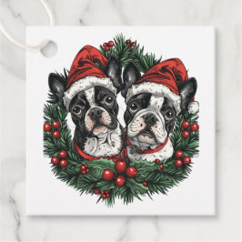 Weihnachten Boston Terrier Dogs Holiday Wreath Geschenkanhänger