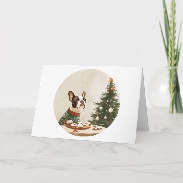 Weihnachten Boston Terrier Hund (Vorderseite)