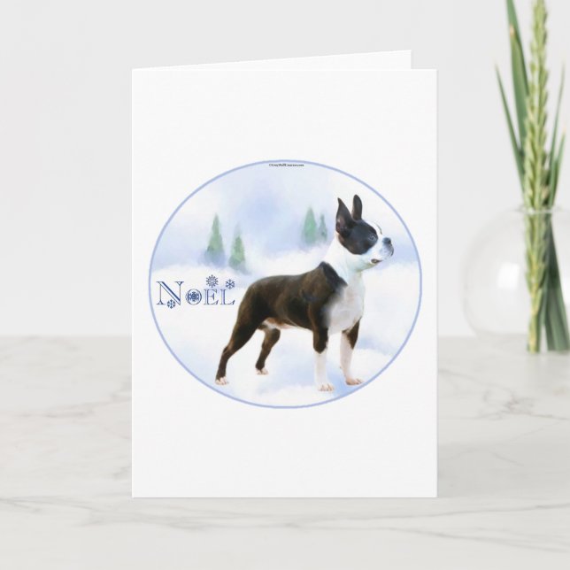 Weihnachten Boston Terrier Weihnachtskarte (Vorderseite)