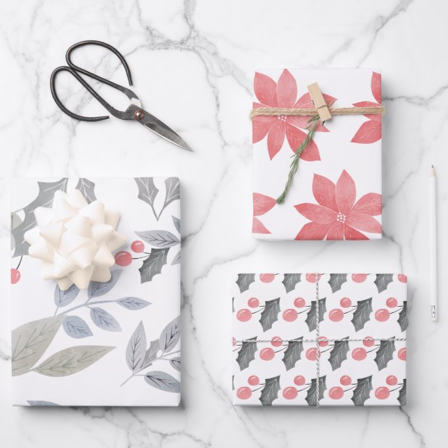 Weihnachten Botanisch Geschenkpapier Set (Vorderseite)