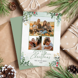 Weihnachten Botanische Blumenkarte