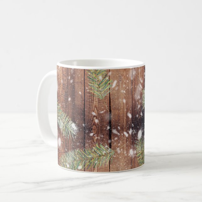 Weihnachten Botanische Holzplanen Kaffeetasse (Vorderseite Links)