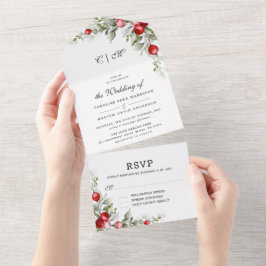 Weihnachten Botanische Winterhochzeit in einer Ein All In One Einladung