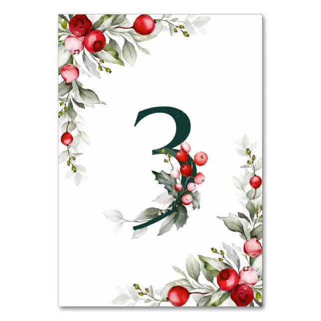 Weihnachten Botanischer Tisch 3 Hochzeitsstimmung  Tischnummer (Rückseite)